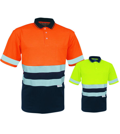 Picture of Bocini Unisex Adult Hi-Vis Polyface/Cotton Backpolo With 3M Tape -Short Sleeve SP1249