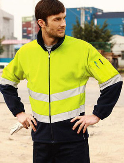 Picture of BOCINI Unisex Adults Hi-Vis Full Zip Polar Fleece With reflective tape SJ1239